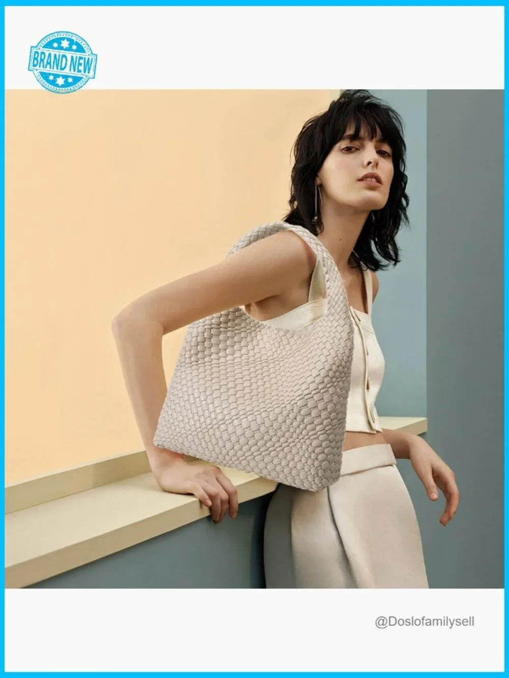 Woven Hobo Bag Top-Handle Shoulder Tote Large Capacity Vegan Leather Handbag